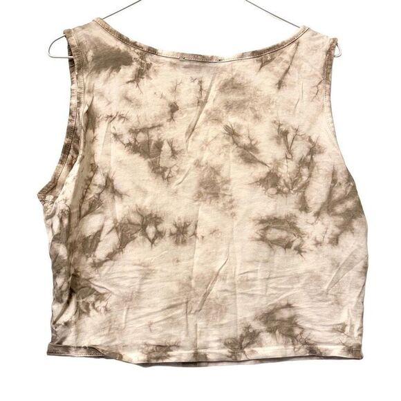 Missguided Tie Dye Notched Neck Sleeveless Crop Tank Top Taupe Size 12 - Picture 3 of 4